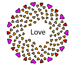 cuori d'amore e amicizia su sfondo bianco