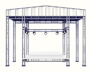 covered steel stage construction on white isolated