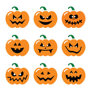 Halloween pumpkin vector icons set