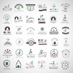 Snowman Elements Set - Isolated On Gray Background