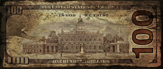 old grunge one hundred dollar bill