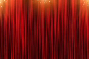 Background with red curtain and golden stars