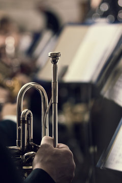Detail of pipe in his hand musician