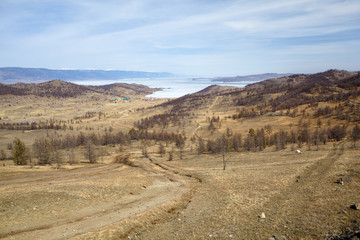 Fototapeta na wymiar Road in Siberian landscape