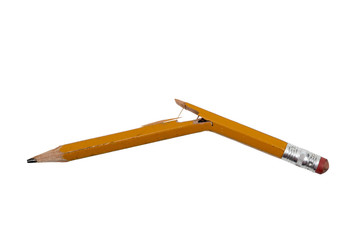 Pencil Broken Isolated On White Horizontal Shot