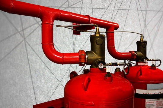 system of a gas fire extinguishing abstract line background
