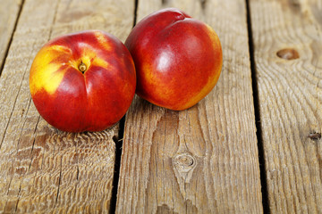nectarines on wood
