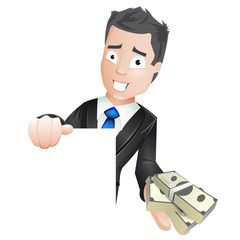 Business character with money
