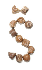 Lithuanian alphabet letter Š arranged from chocolate sweets