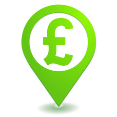 livre sterling sur symbole localisation vert