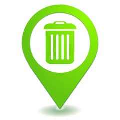 poubelle sur symbole localisation vert