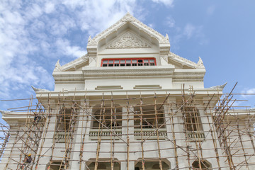 Renovation building with bamboo construction.