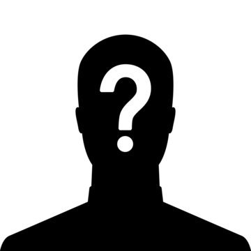 Man silhouette icon with question mark sign