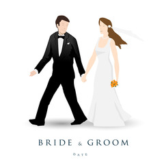 Wedding invitation, bride & groom, marriage