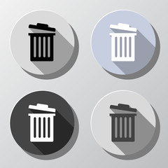 Trash bins or delete icons - retro style colors