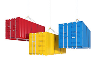 Three shipping containers on the hooks - render cutting path - 68811499