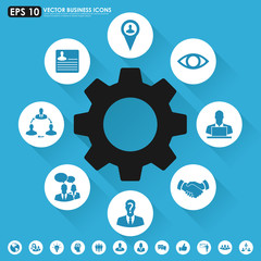 Blue business icon set