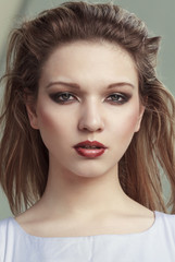 Fototapeta premium Young beautiful girl headshot portrait