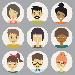 trendy flat people icons set