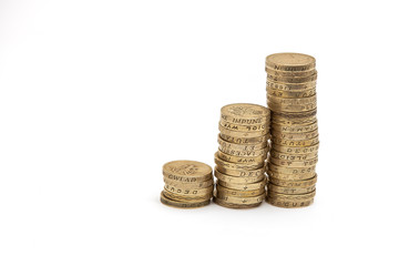 coin stack isolated on white