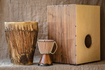 percussion instruments - Cajon and Djembe