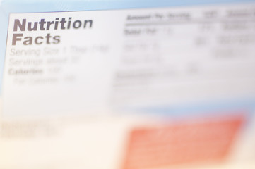 Selective Focus on a Nutrition Facts Label.