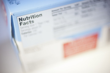 Selective Focus on a Nutrition Facts Label.