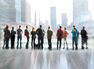 group of people in the lobby business center