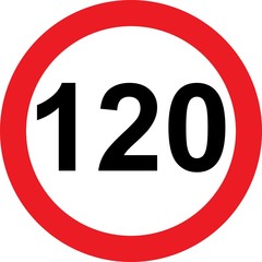 120 speed limitation road sign