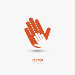 Vector modern hands icon on white background.