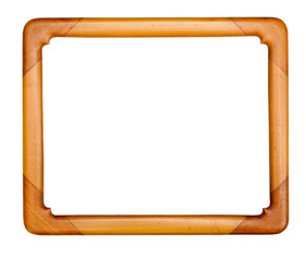 Wooden frame on white background