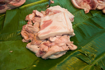 Fresh raw meat in a butcher shop