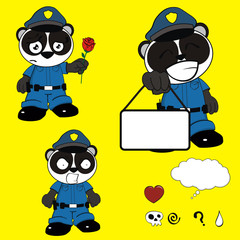panda bear police cartoon set5