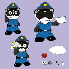 panda bear cop cartoon pack in vector format