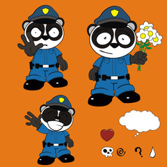 cop cartoon panda bear cartoon set1