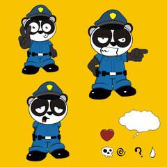 panda bear police cartoon set1