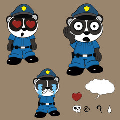 panda police cartoon set