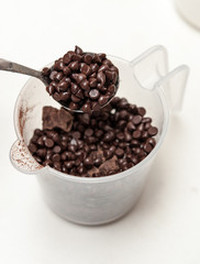 Chocolate in bowl preparing for bakery