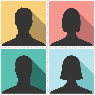 Male & female silhouette avatar profile picture set