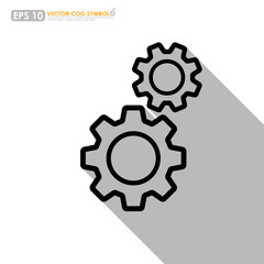 Gear or cog set outline on white background
