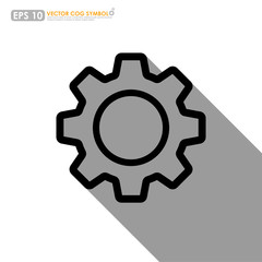 Gear or cog outline icon on white background