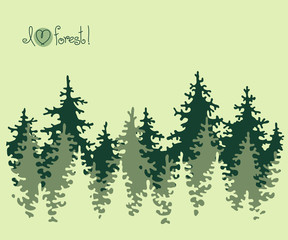 Abstract banner of coniferous forest.