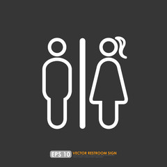 Toilet icon - male & female outlines on dark gray background
