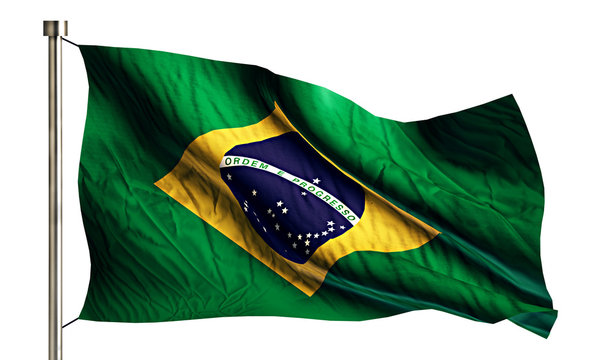 Brazil National Flag Isolated 3D White Background