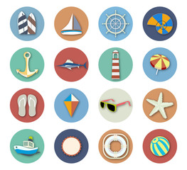 Summer Beach Vacation Icon Set