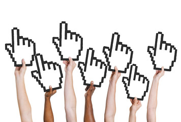 Multiethnic Group of People Holding Cursor