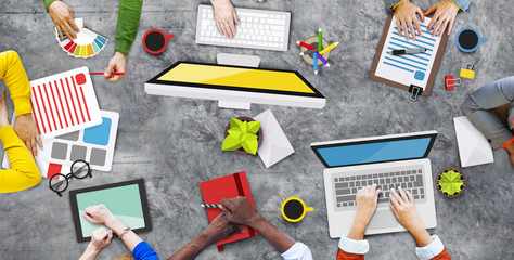 Diverse People Working and Photo Illustrations