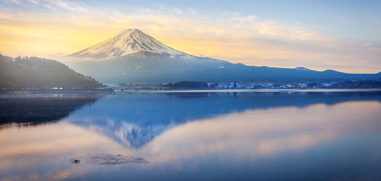 Mt.Fuji in morning Winter at Lake Kawaguchiko