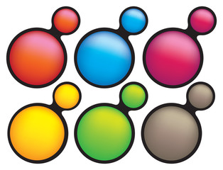 6 colorful button vector illustration