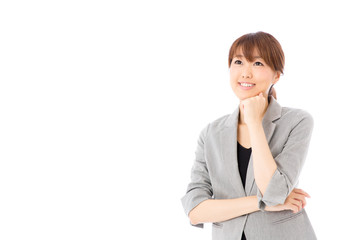 asian businesswoman on white background